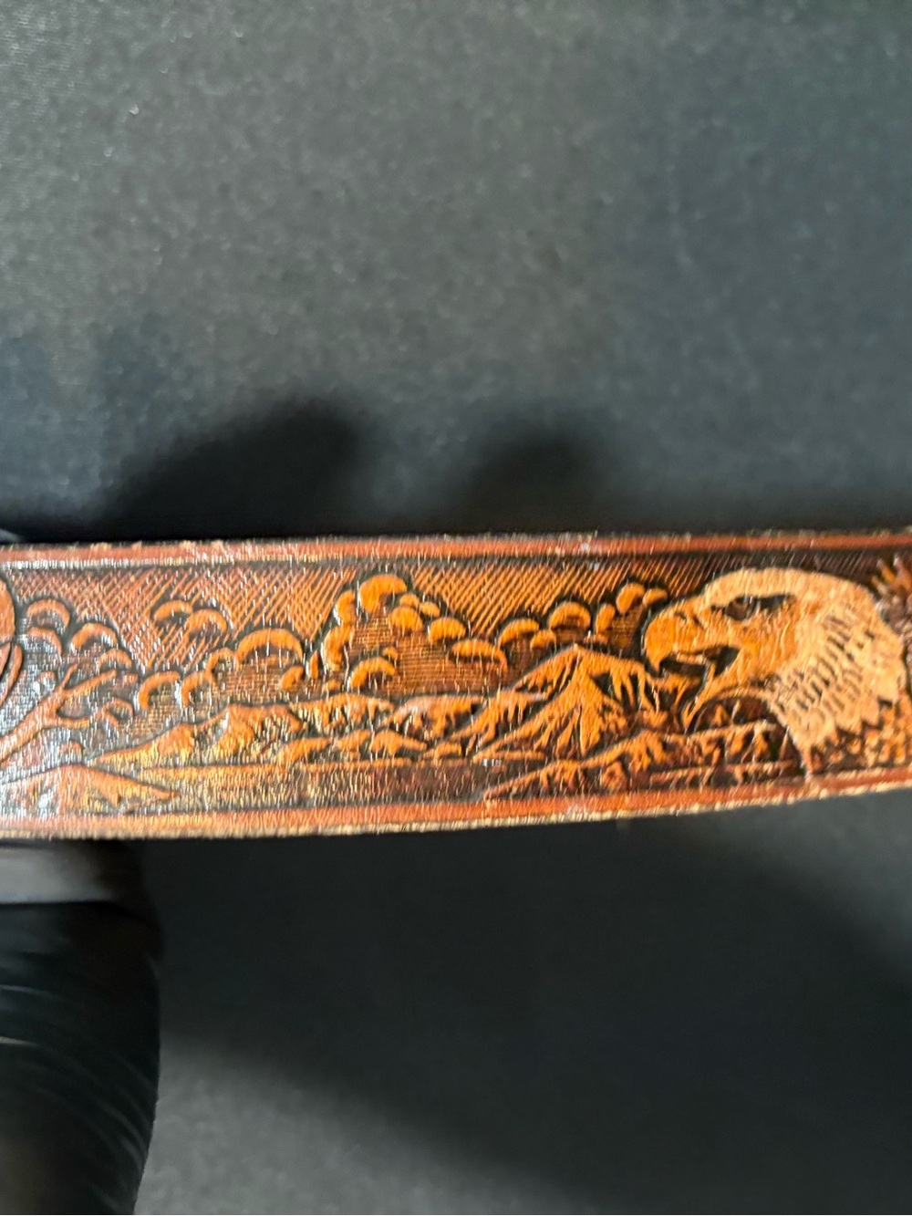 VTG. Raintree Native Southwest Thunderbird Silver Belt Buckle Leather Belt 77-81 - Picture 8 of 14